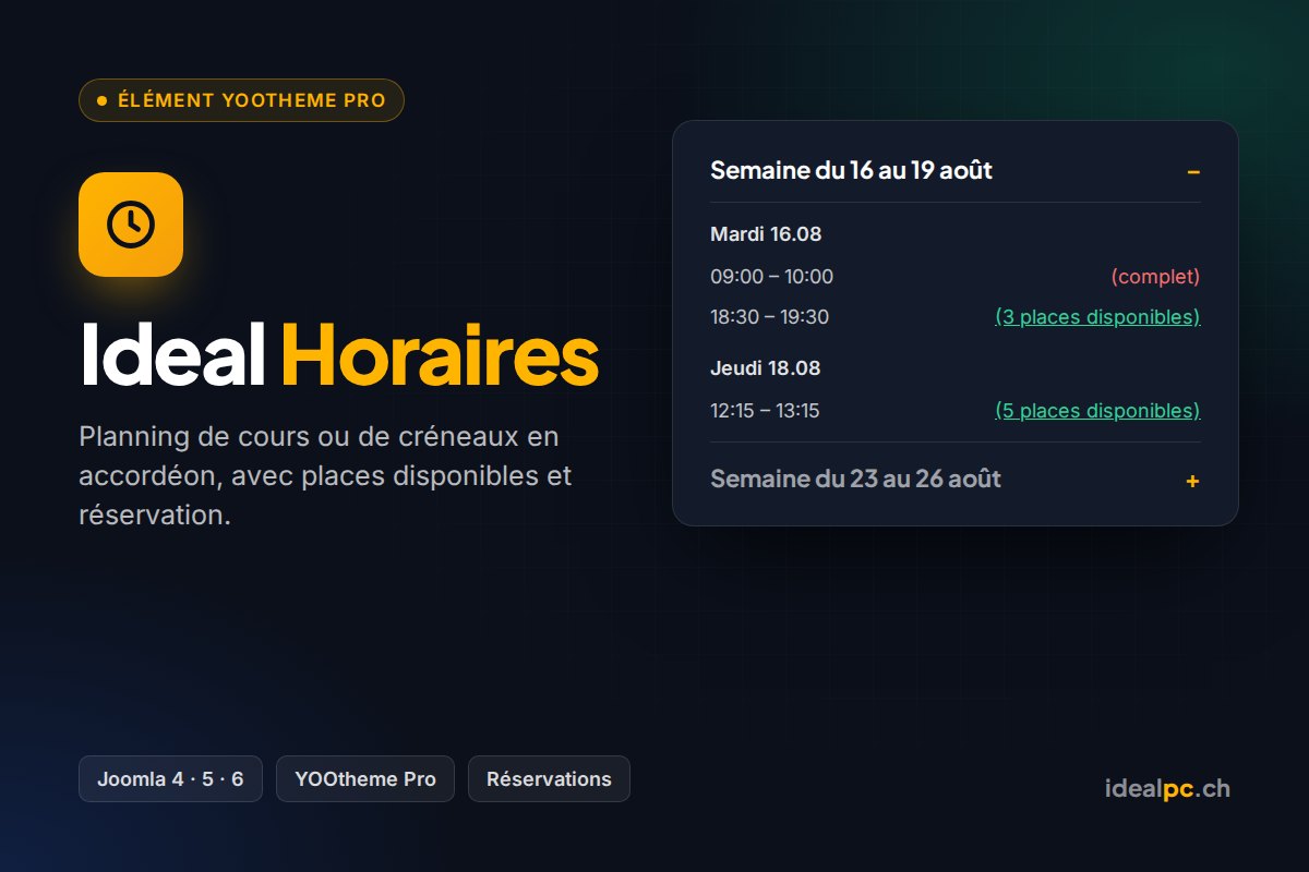 Ideal Horaires – Élément YOOtheme Pro pour Joomla